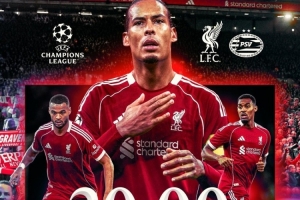 利物浦发布对阵埃因霍温海报：范戴克、加克波、赫拉芬贝赫出镜