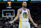 上来就有！库里摆脱接球突破后撤步高难度三分空心命中！